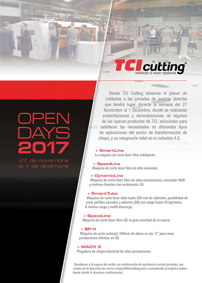 TCI CUTTING: OPEN DAYS 2017