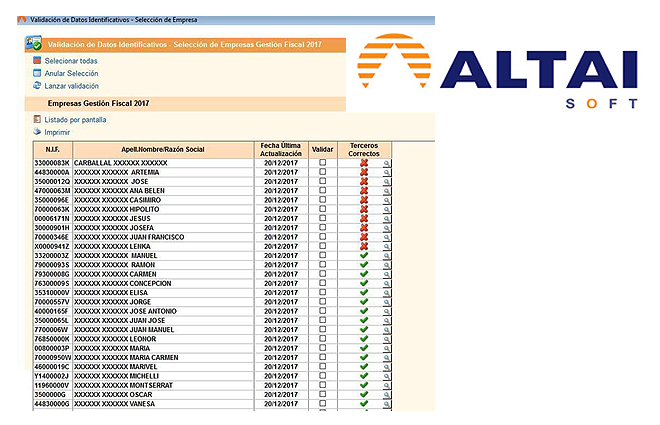 ALTAI: Módulo de Validación de datos identificativos (AEAT) desarrollado por Altai