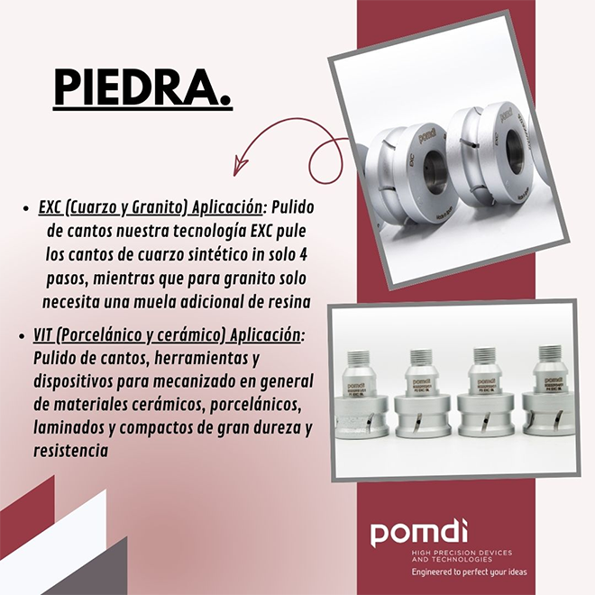 POMDI: Herramientas para piedra natural y sintética son taladro, corte, fresado, acanalado y pulido de cantos